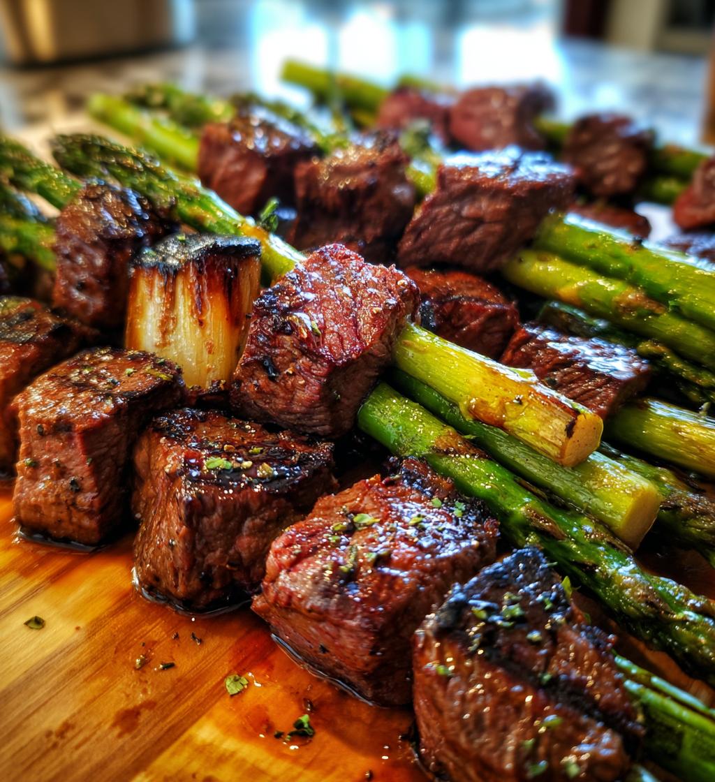 grilled steak and asparagus kabobs