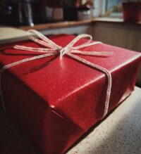 red wrapping paper christmas