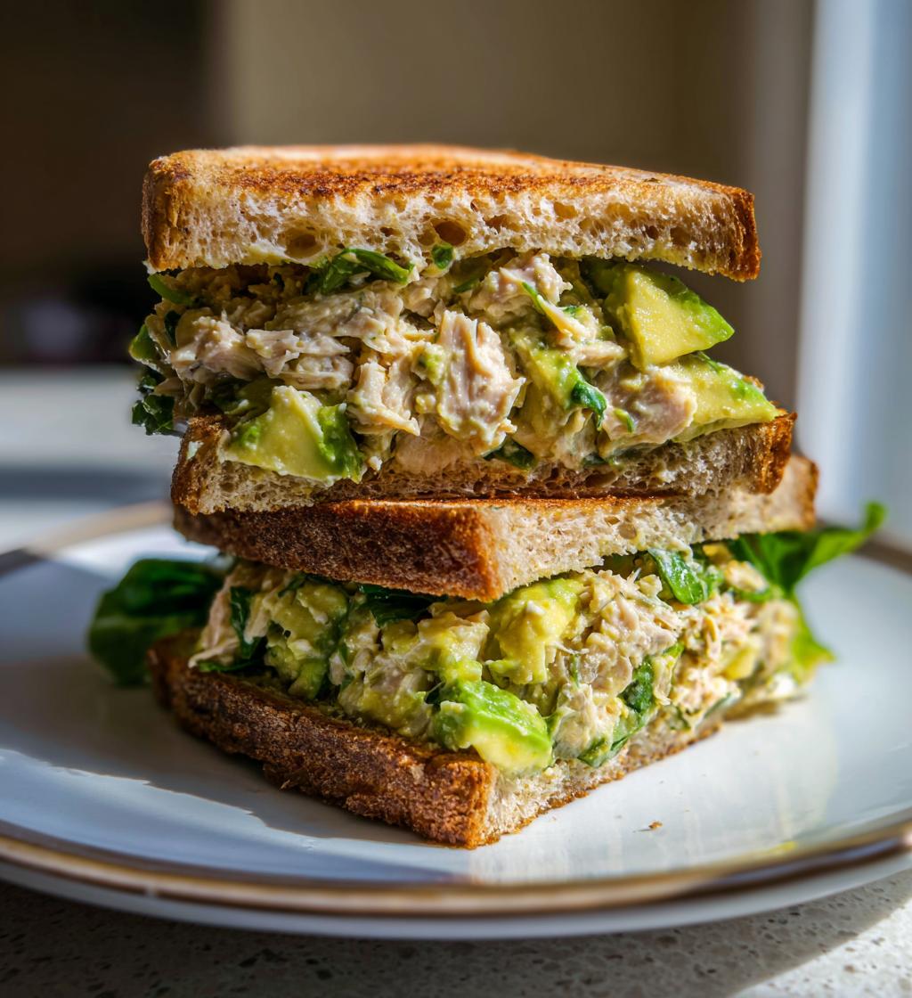 tuna salad sandwich with avocado