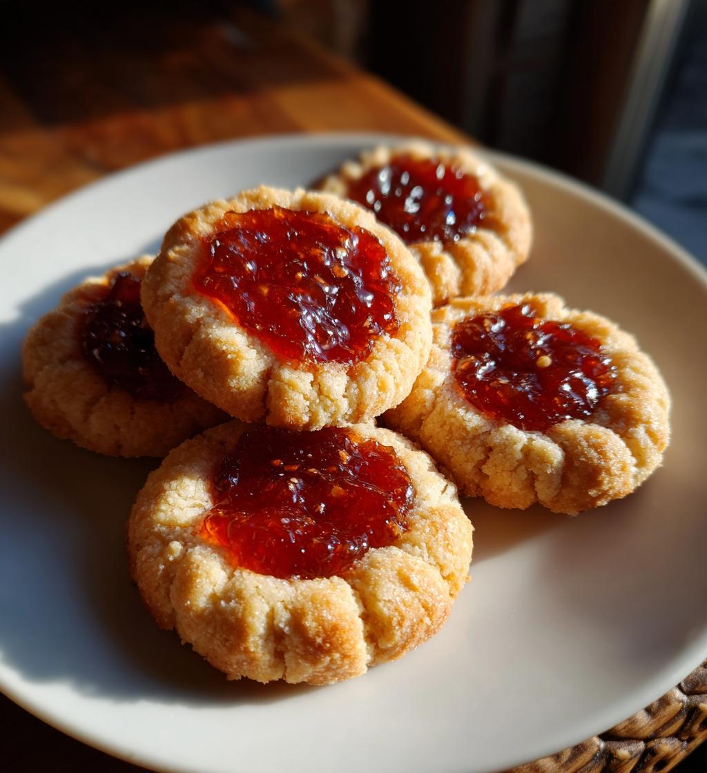 almond jam thumbprint cookies