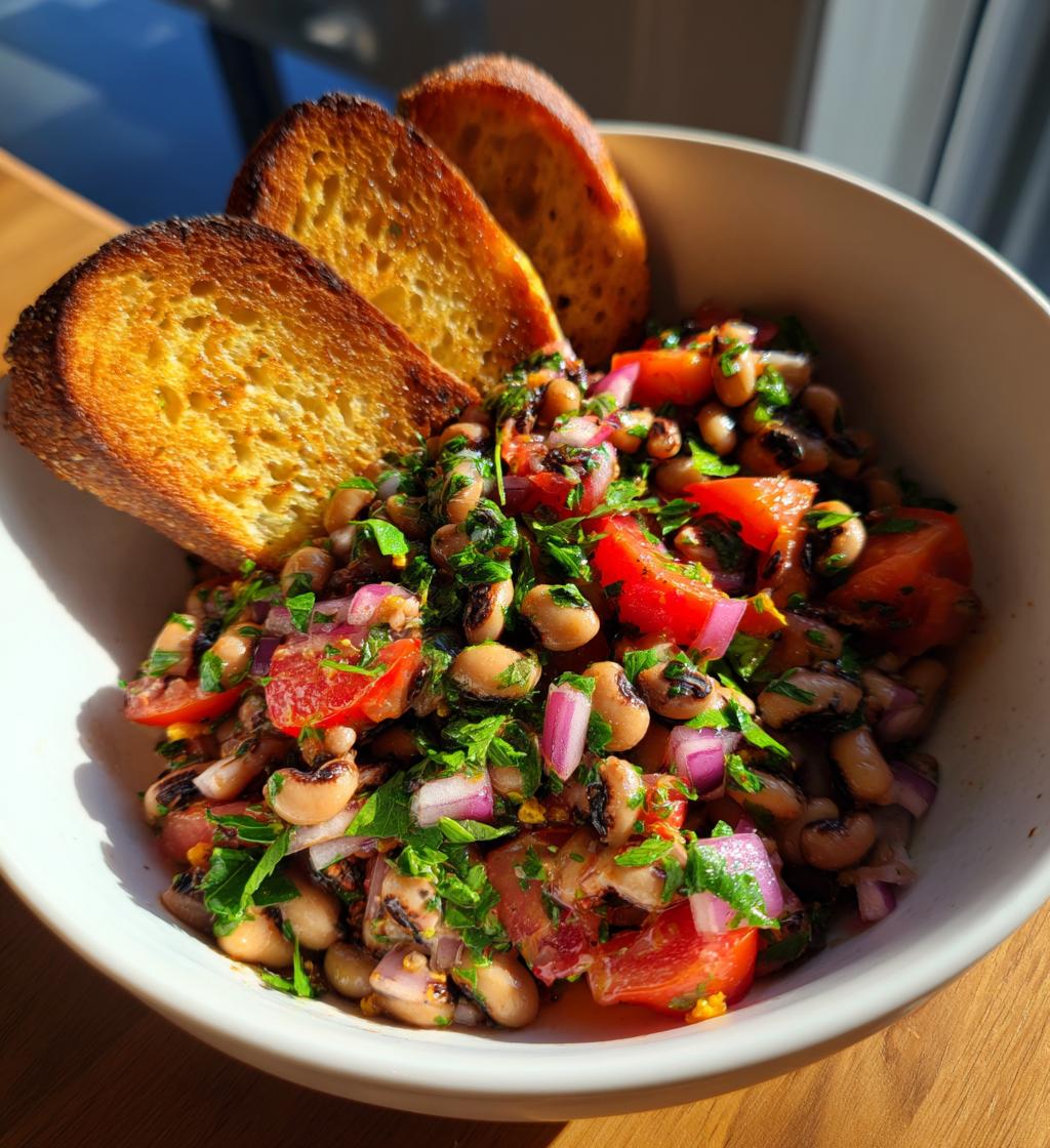 black-eyed pea salad with bread
