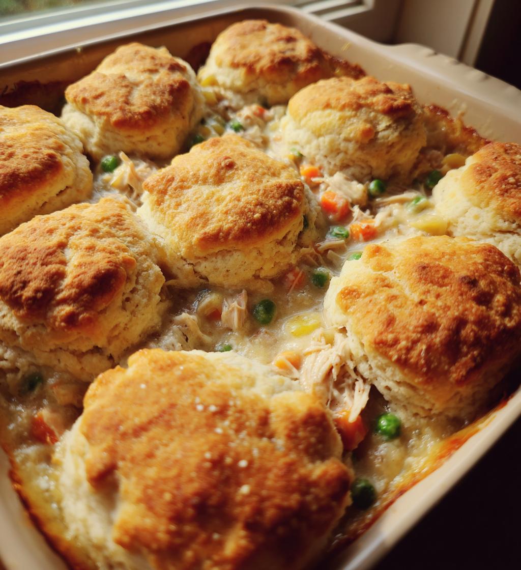 chicken pot pie with red lobster biscuit topping