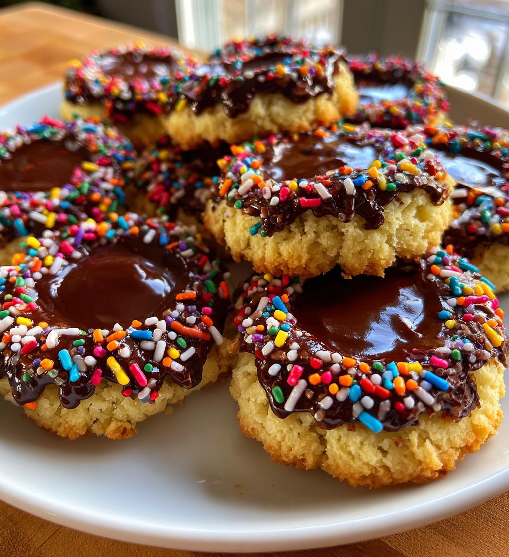 chocolate sprinkle thumbprint cookies