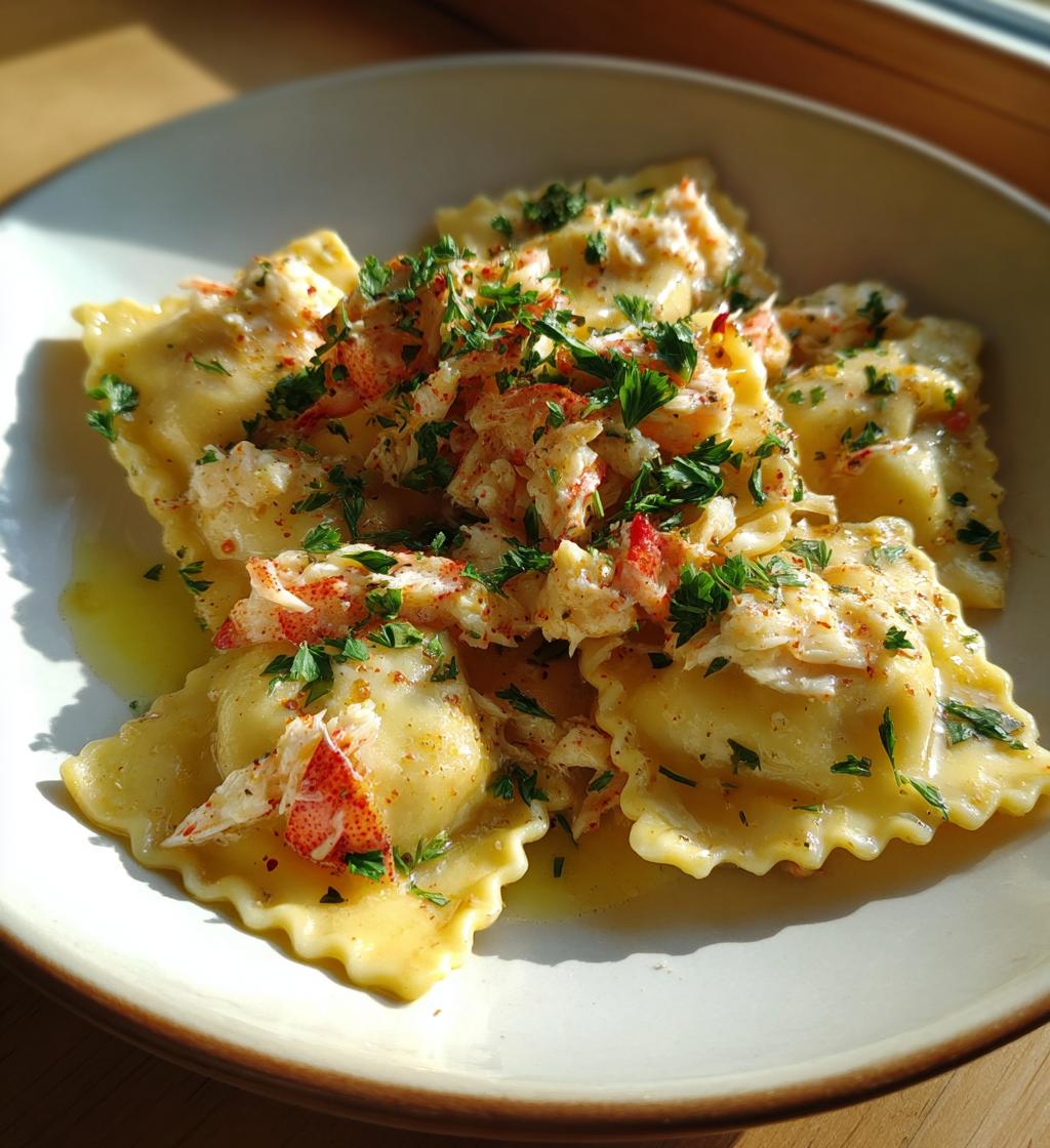 crab and lobster ravioli