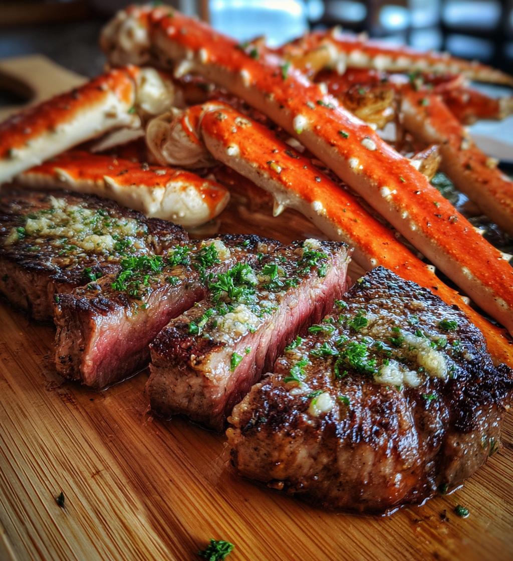 crab legs and steak dinner