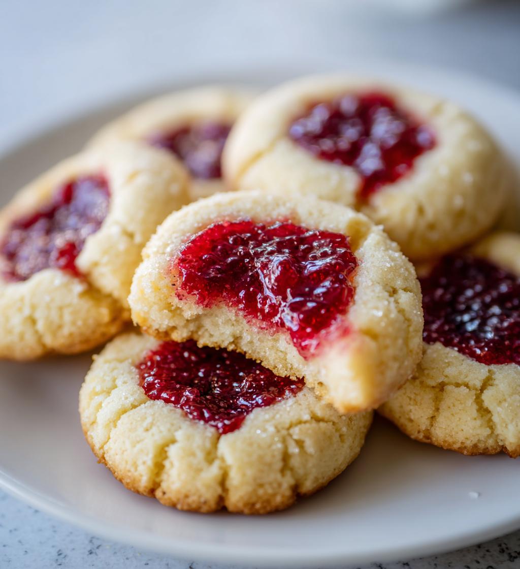 five ingredient raspberry cheesecake thumbprint cookies