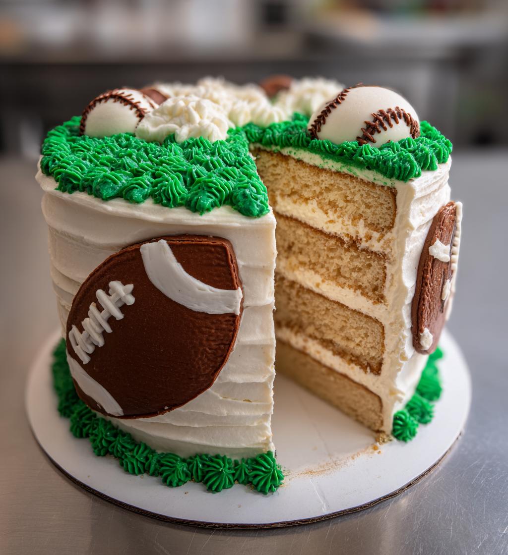 football and baseball cake
