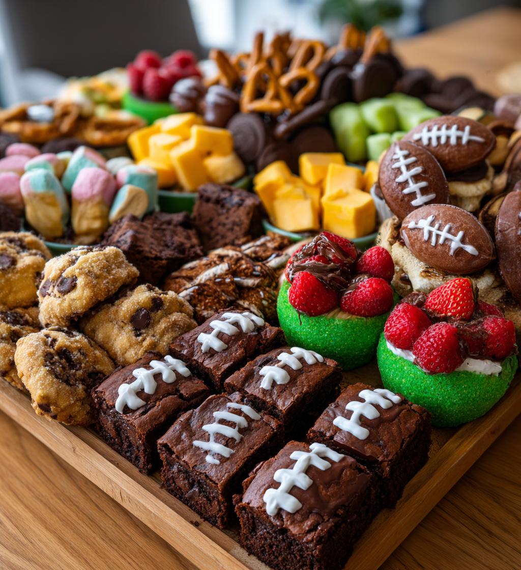 football dessert charcuterie board