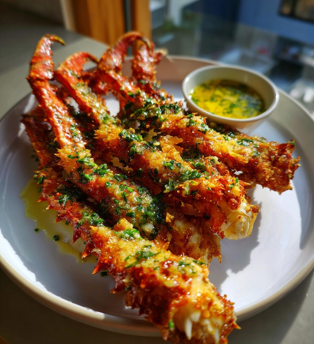 fried king crab legs with garlic butter