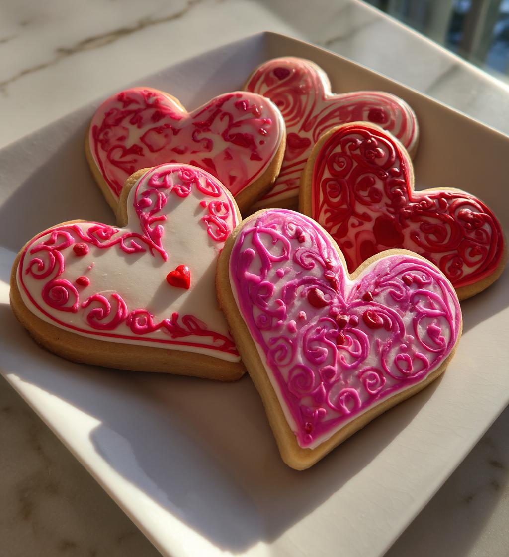 heart royal icing cookies