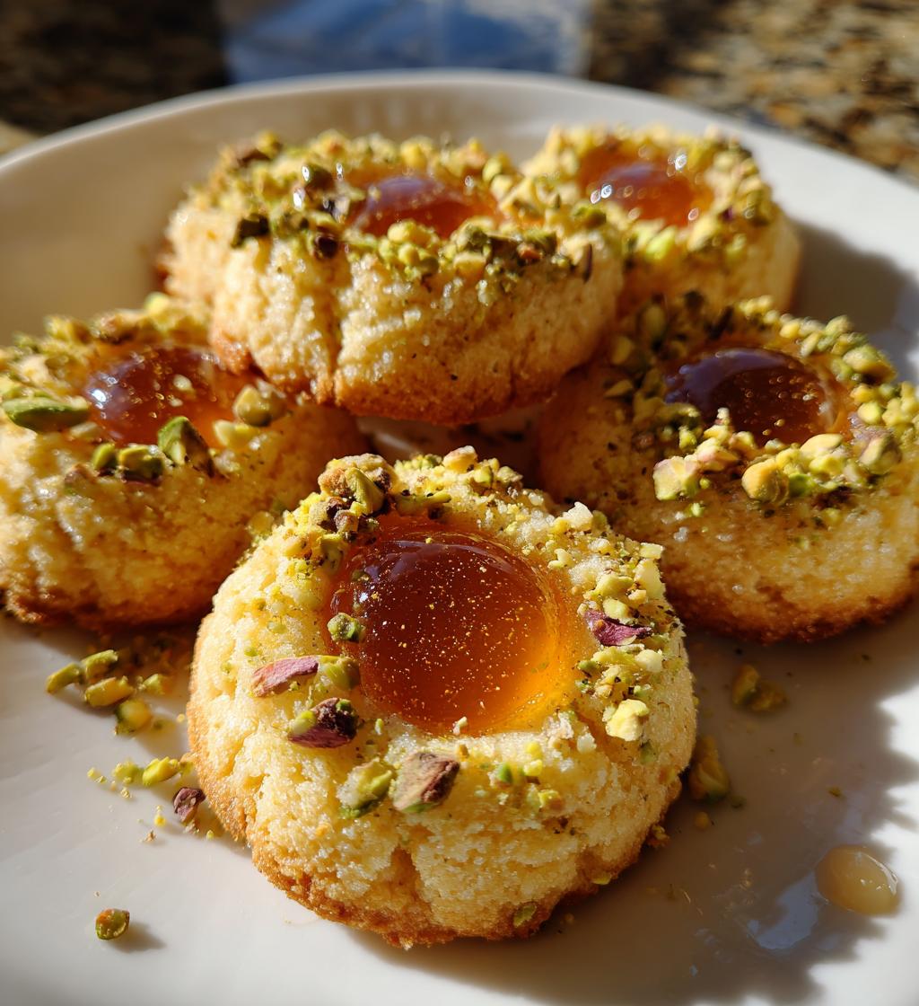honey pistachio ricotta thumbprint cookies