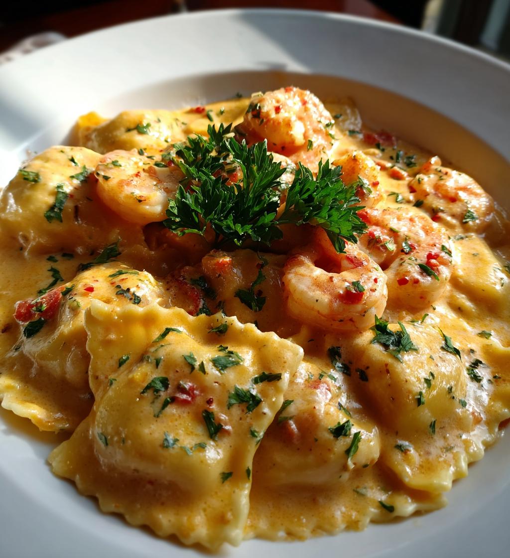 lobster ravioli with shrimp cream sauce