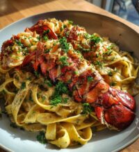 lobster tail with pasta