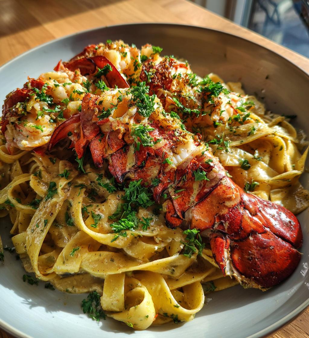 lobster tail with pasta