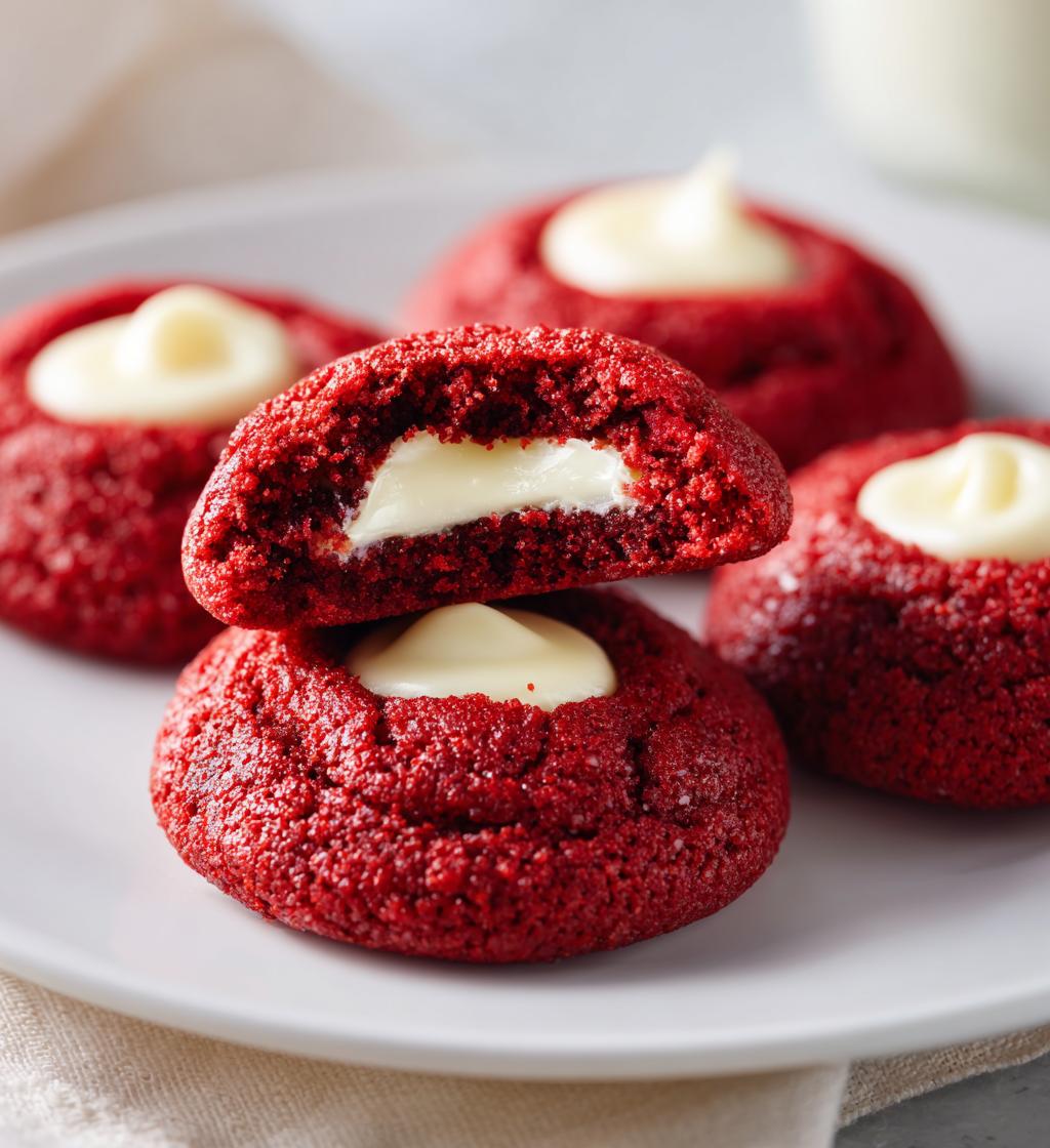 red velvet thumbprint cookies