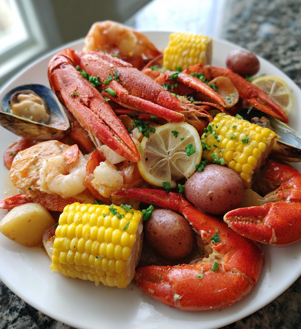 seafood boil with lobster tails