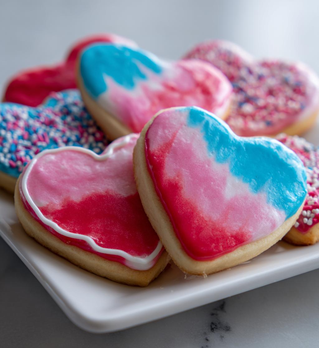 watercolor valentine cookies