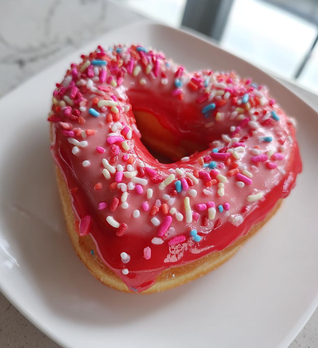 heart shaped donuts - valentines red and pink