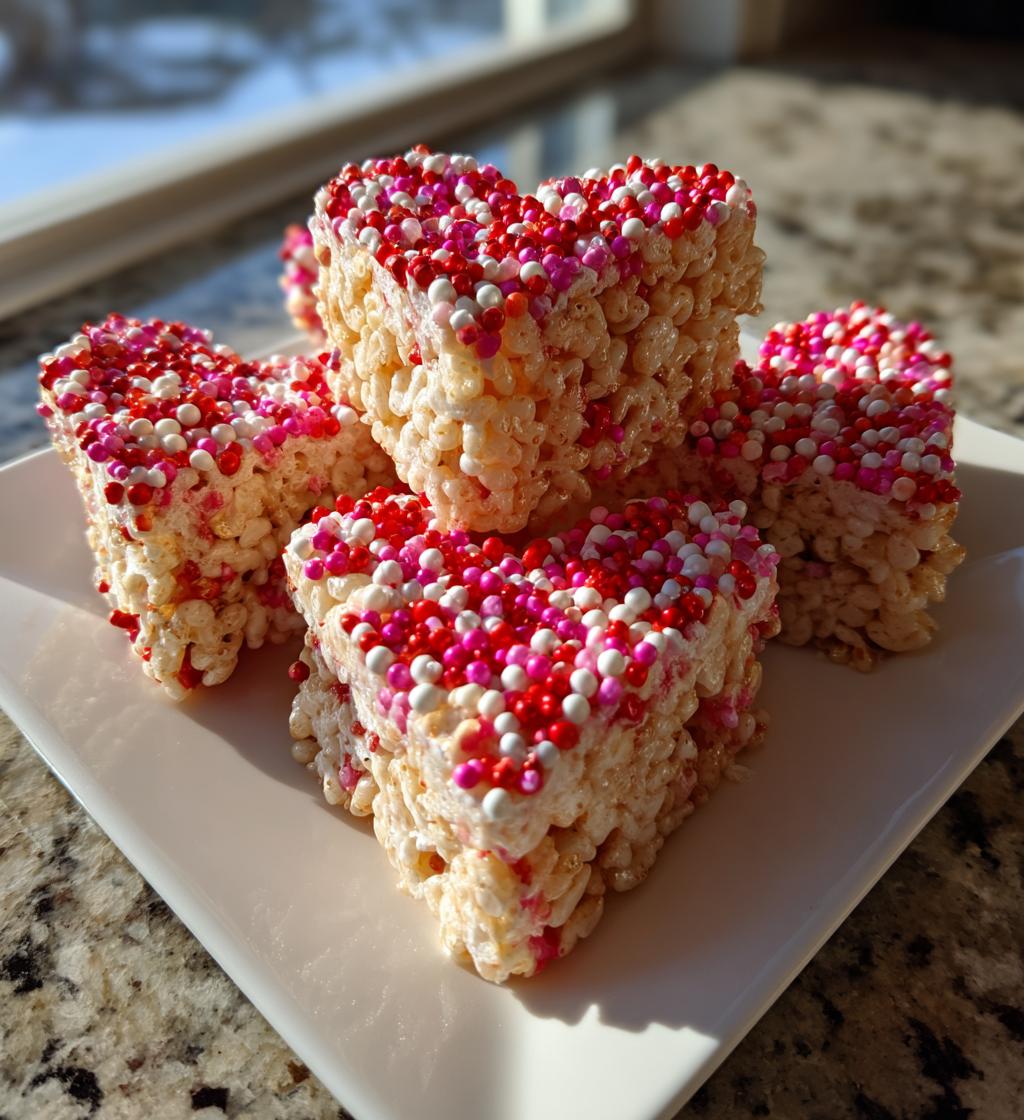 heart shaped rice crispy treats valentines day