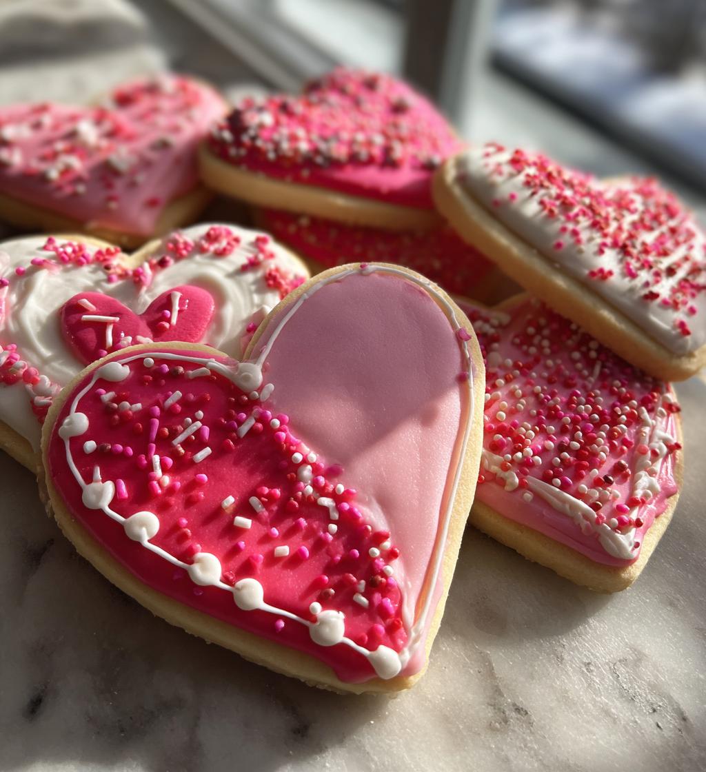 heart valentines cookies