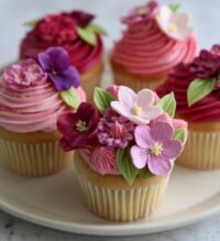 valentine flower cupcakes