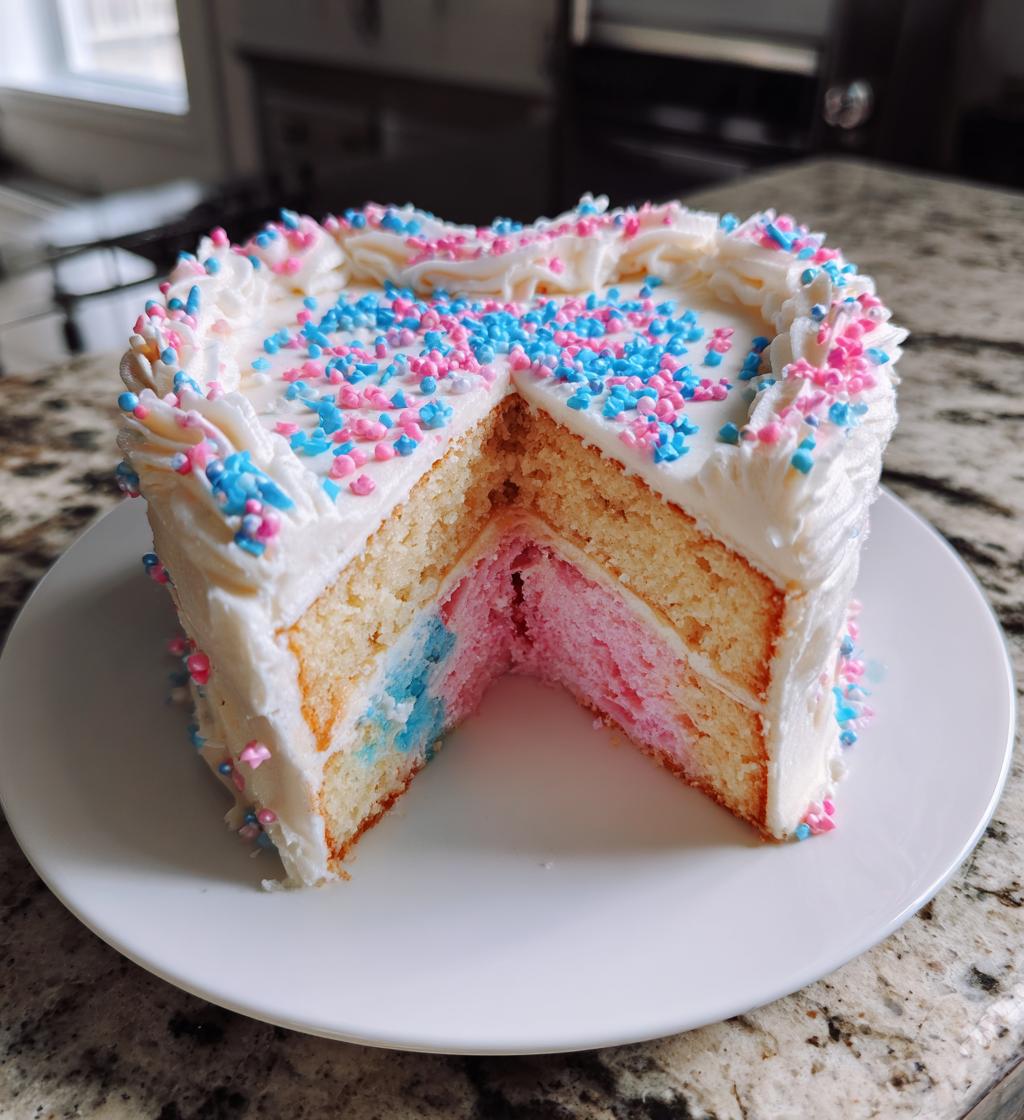 valentine gender reveal cake