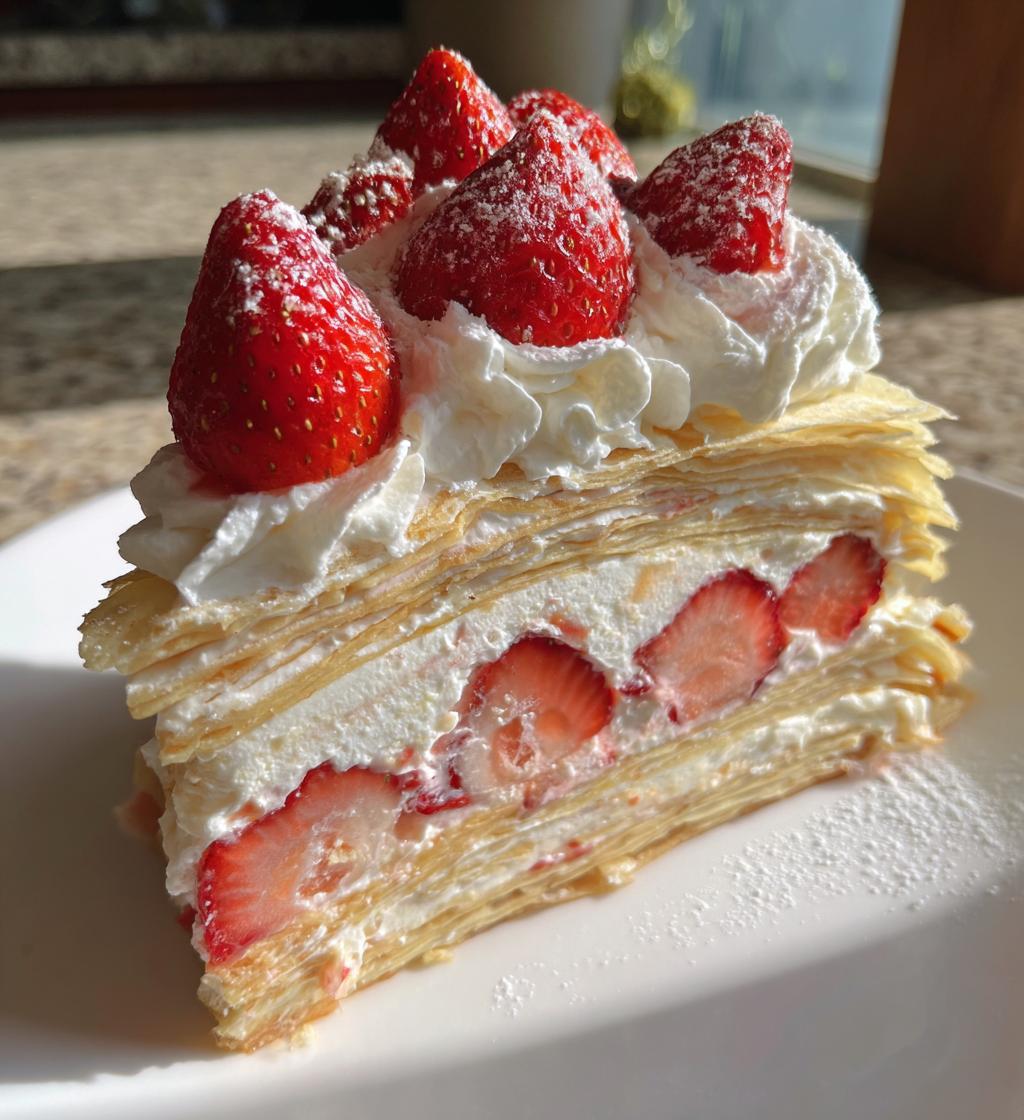 valentine strawberry crepe cake