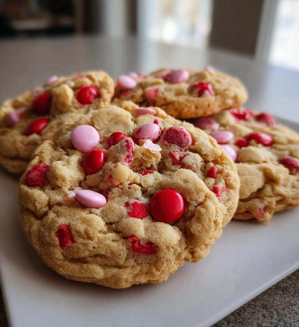valentines day m&m cookies